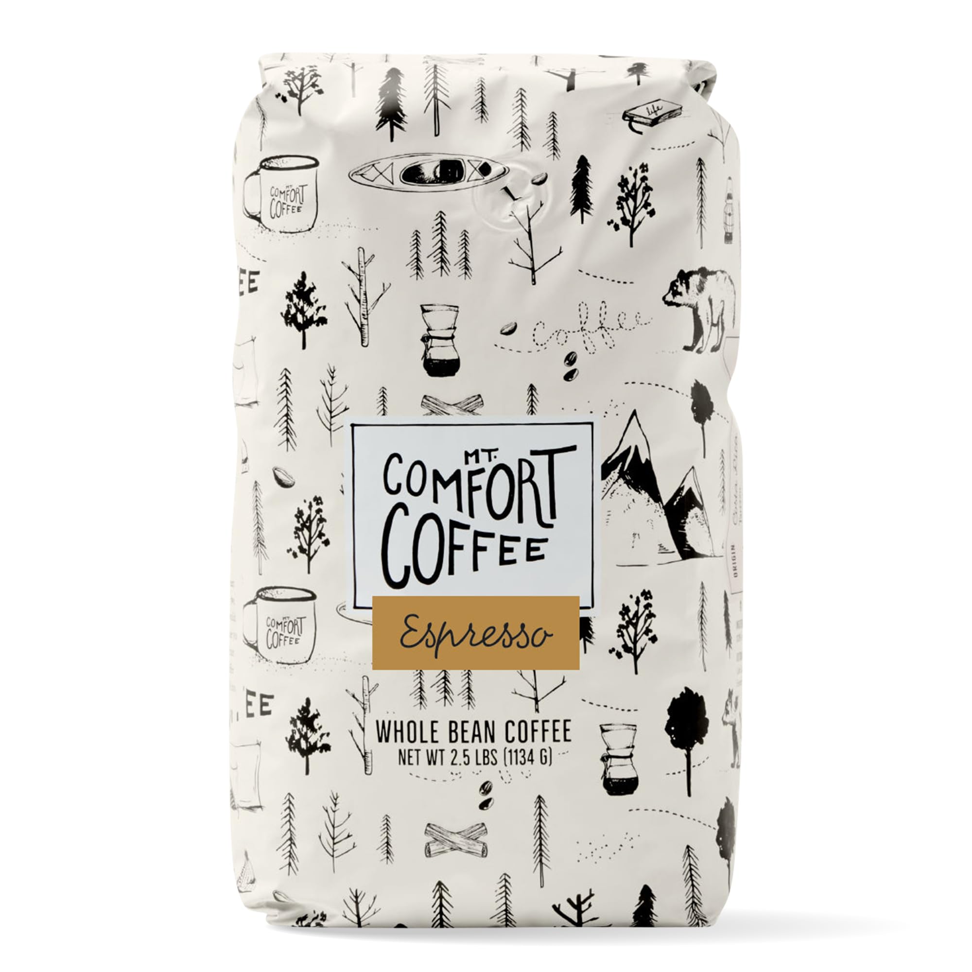 Mt. Comfort Coffee Espresso Roast, 2.5lb - Flavor Notes of Chocolate & Caramel - Roasted Whole Beans