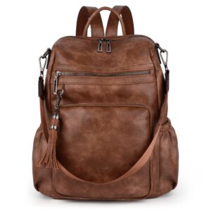 uto women backpack purse travel rucksack for girls fashion designer large vegan leather ladies shoulder bag with tassel