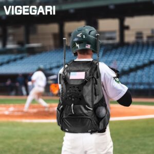 VIGEGARI Youth Baseball Bag, Baseball Backpack for Boys,Youth, Adults-Bat Bag, Softball Bag, T-Ball, Softball Equipment & Accessories for Bat, Glove Holder, Helmet, Shoes Compartment, Baseball Gifts