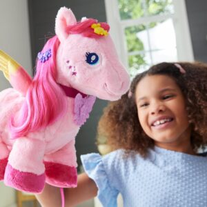 Barbie A Touch of Magic Stuffed Animals, Walk & Flutter Pegasus Plush, 11-Inch Walking Plushie with Hair Accessories and Sound Feature