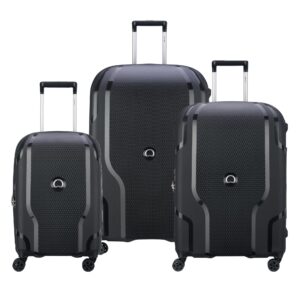 delsey paris clavel hardside expandable luggage with spinner wheels, black, 3-piece set 19/25/30