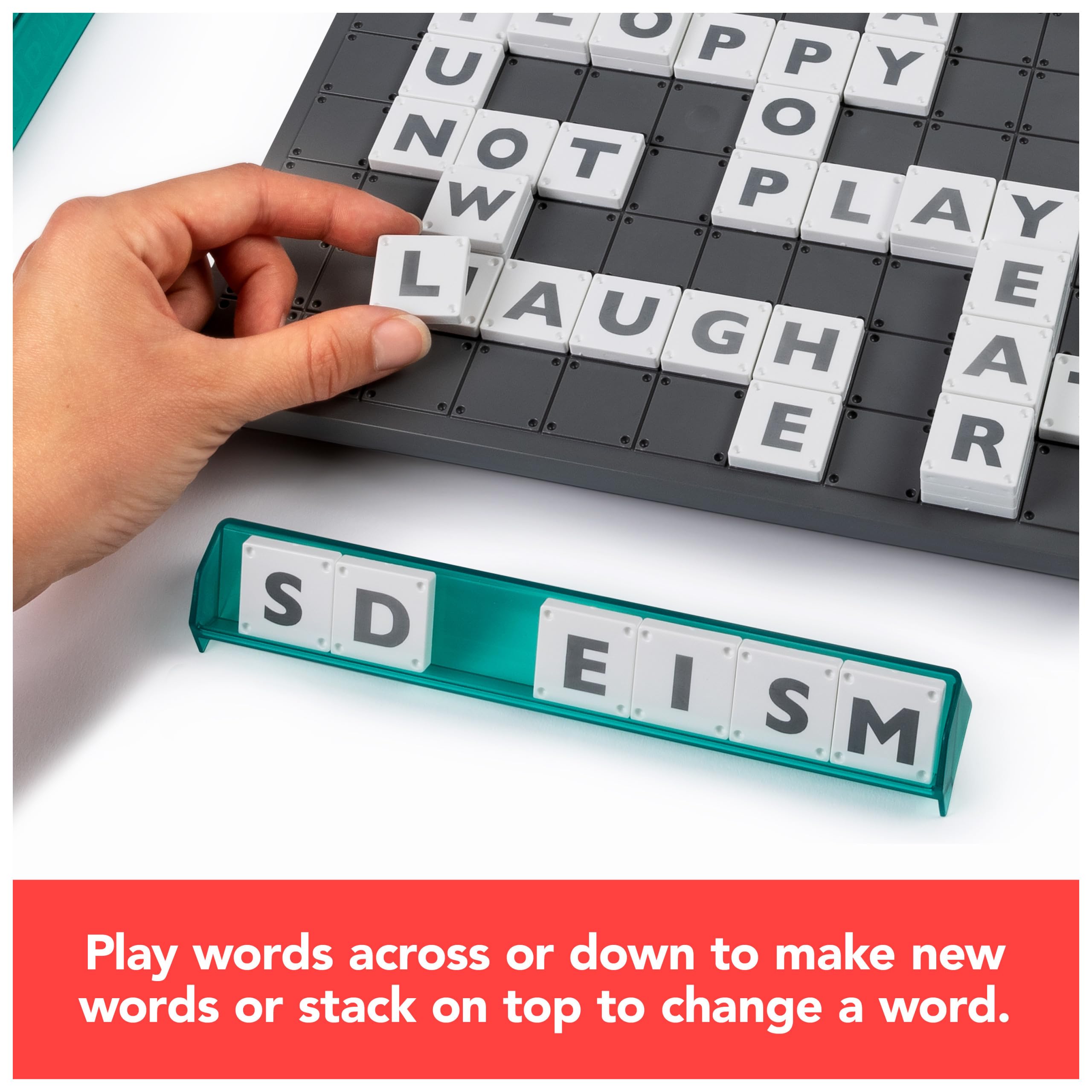 Upwords, Word Game with Stackable Letter Tiles & Rotating Game Board, New 2023 Version | Games for Family Game Night | Family Games, for Adults and Kids Ages 8 and up