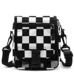 WYAQJLV Small Crossbody Bag Mini Shoulder Bag for Men Flap, Women Messenger Satchel Bags Wallet (black and white plaid)