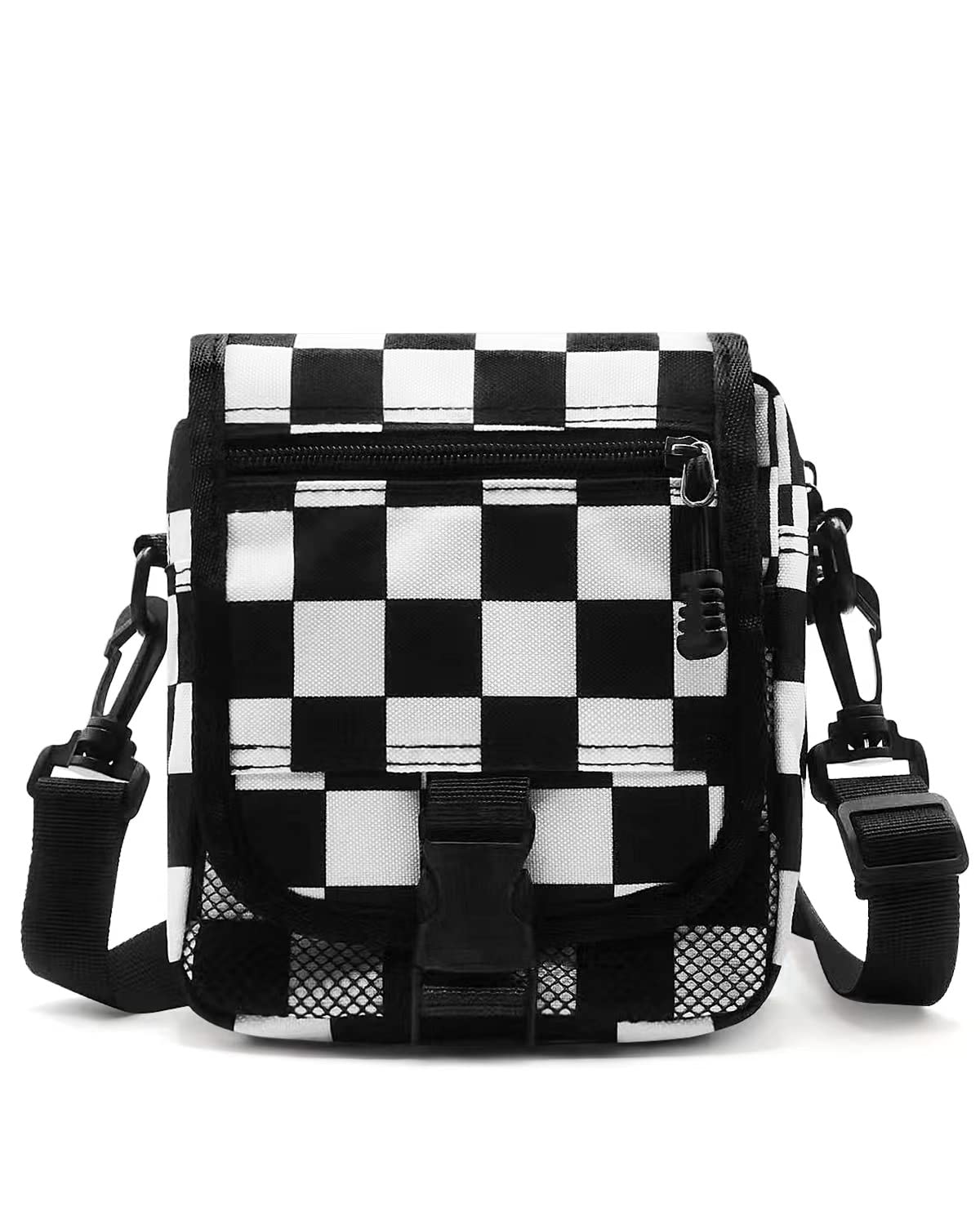 WYAQJLV Small Crossbody Bag Mini Shoulder Bag for Men Flap, Women Messenger Satchel Bags Wallet (black and white plaid)