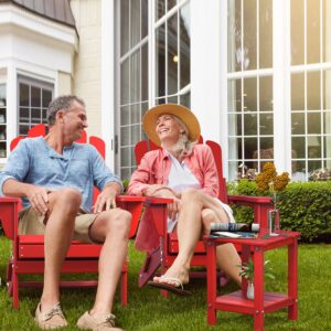 Aoorun Outdoor Adirondack Side Table, adirondack table plastic, 2-Tier (13.9" D x 13.5" W x 17.3" H) - Red