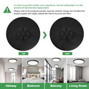 12 Inch LED Flush Mount Ceiling Light 6PK, 24W, 2520LM, 3000K/4000K/6000K CCT Selectable, Round Flat Panel Light Low Profile Ceiling Light Fitures for Hallway, Kitchen, Bedroom, Laundry Room, Black