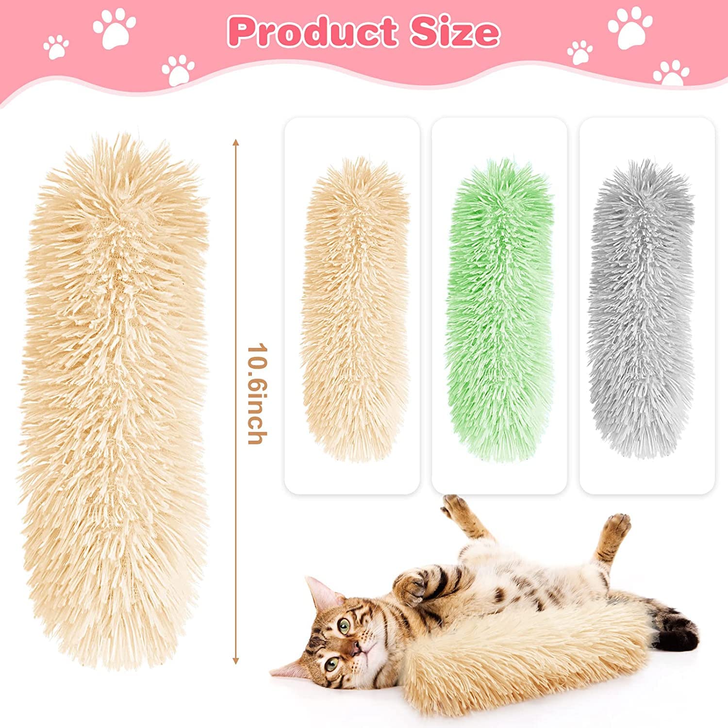 Dorakitten Cat Catnip Toys for Indoor Kitten: 3 Pcs Soft and Resistant Pillows Toy - Interactive Cat Kicker Toy with Catmint and Crinkle Plush Cat Chew Teething Clean Toy for Small Cats (Green)