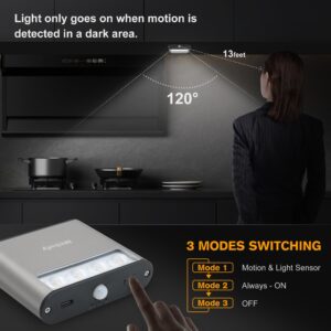 MtSofy Motion Sensor Light Indoor - Under Cabinet Lights Wireless | USB Rechargeable 1800ma Closet Light - LED Night Light for Kitchen, Wardrobe, Stairway, Hallway, Garage - 1 Pack, Dark Gray