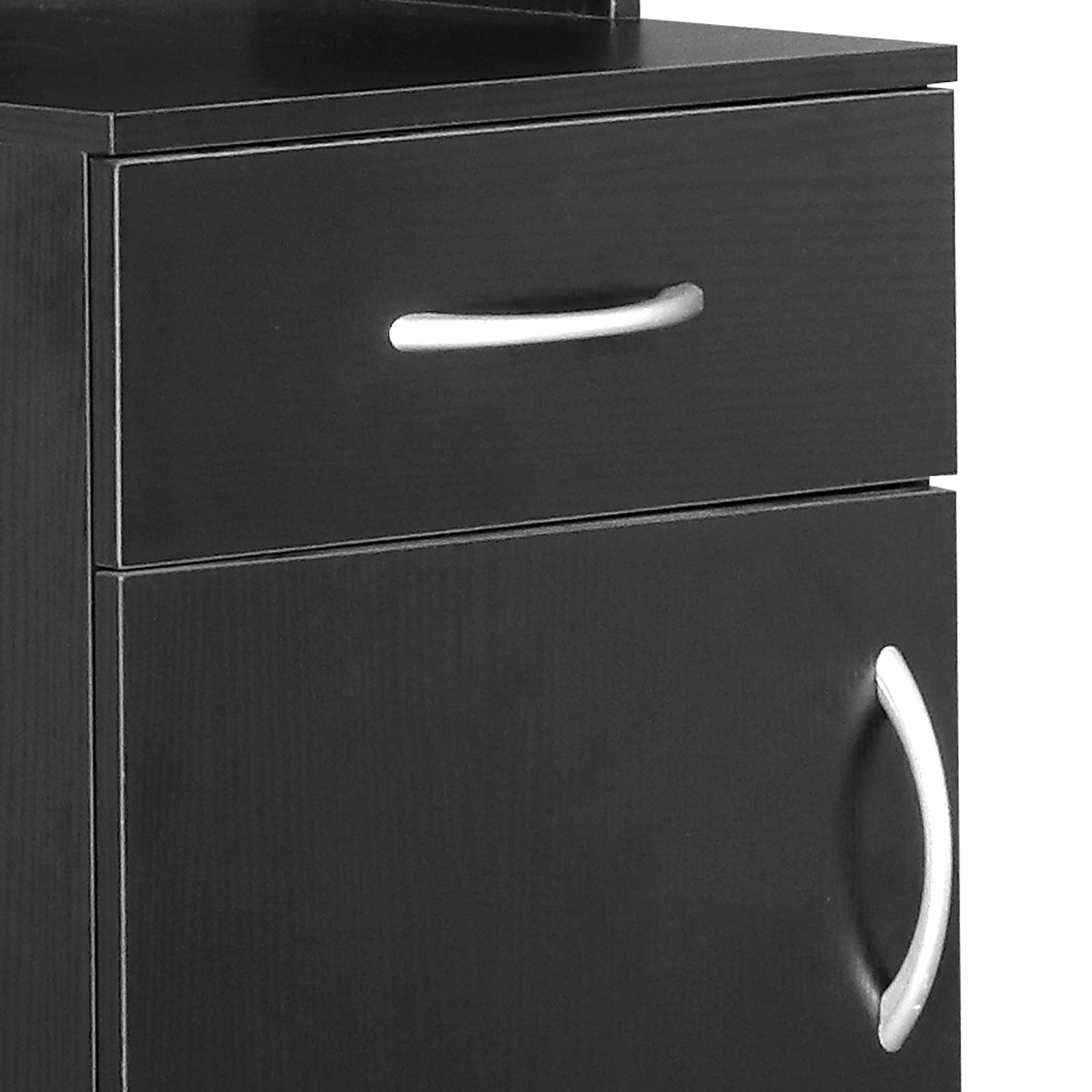 Karl home 70" Tall Bathroom Storage Cabinet Narrow Floor Cabinet Free Standing Tower Cabinet with 3 Open Shelves, 1 Drawer & 1 Compartment, for Bathroom, Living Room, Home, Black