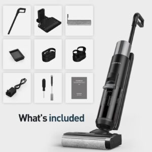 Tosima H1 Vacuum Mop Combo, Cordless Wet-Dry Vacuum Cleaner, Lightweight & Long Run Time, Great for Sticky Messes and Pet Hair, Space-Saving Design, Black