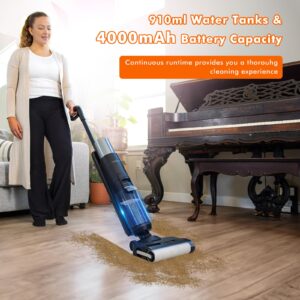 Tosima H1 Vacuum Mop Combo, Cordless Wet-Dry Vacuum Cleaner, Lightweight & Long Run Time, Great for Sticky Messes and Pet Hair, Space-Saving Design, Black