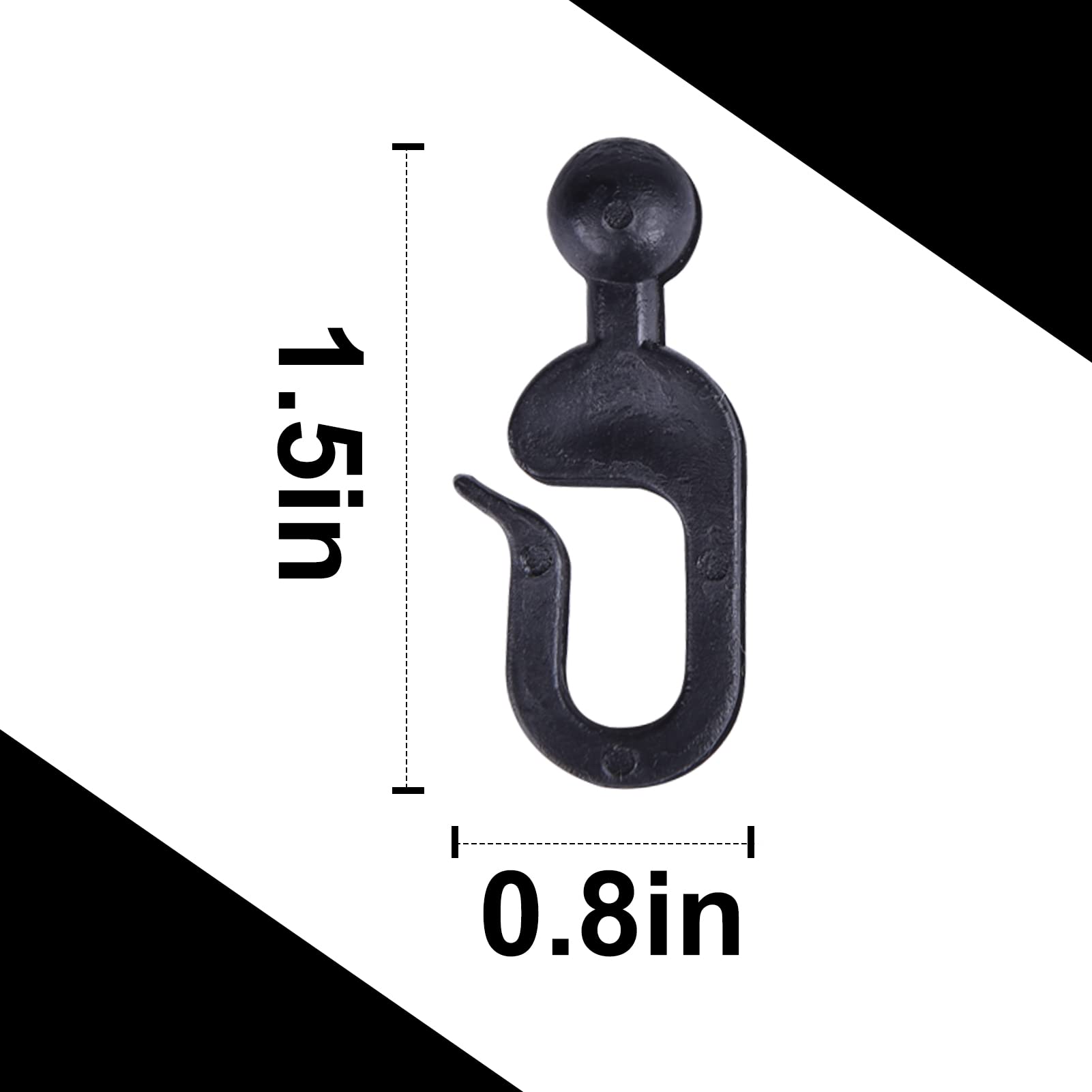 Tngan 36 Pcs Plastic Hooks for Gazebo Curtains, Mosquito Netting (Black)