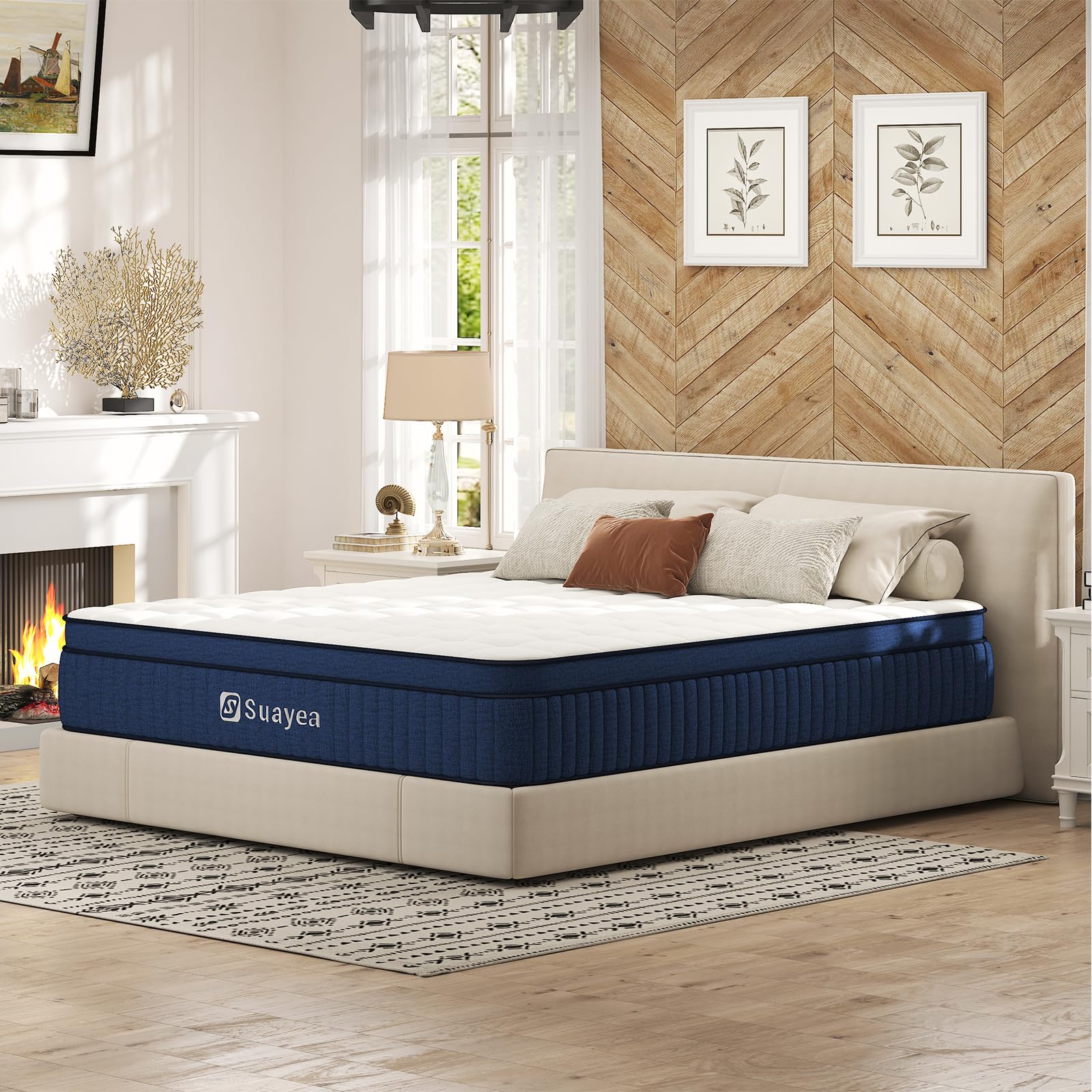 Queen Mattress, 12 Inch Queen Size Mattress in a Box, Hybrid Mattress Queen Size, Ultimate Motion Isolation with Gel Memory Foam and Pocket Spring, Medium Firm, Edge Support