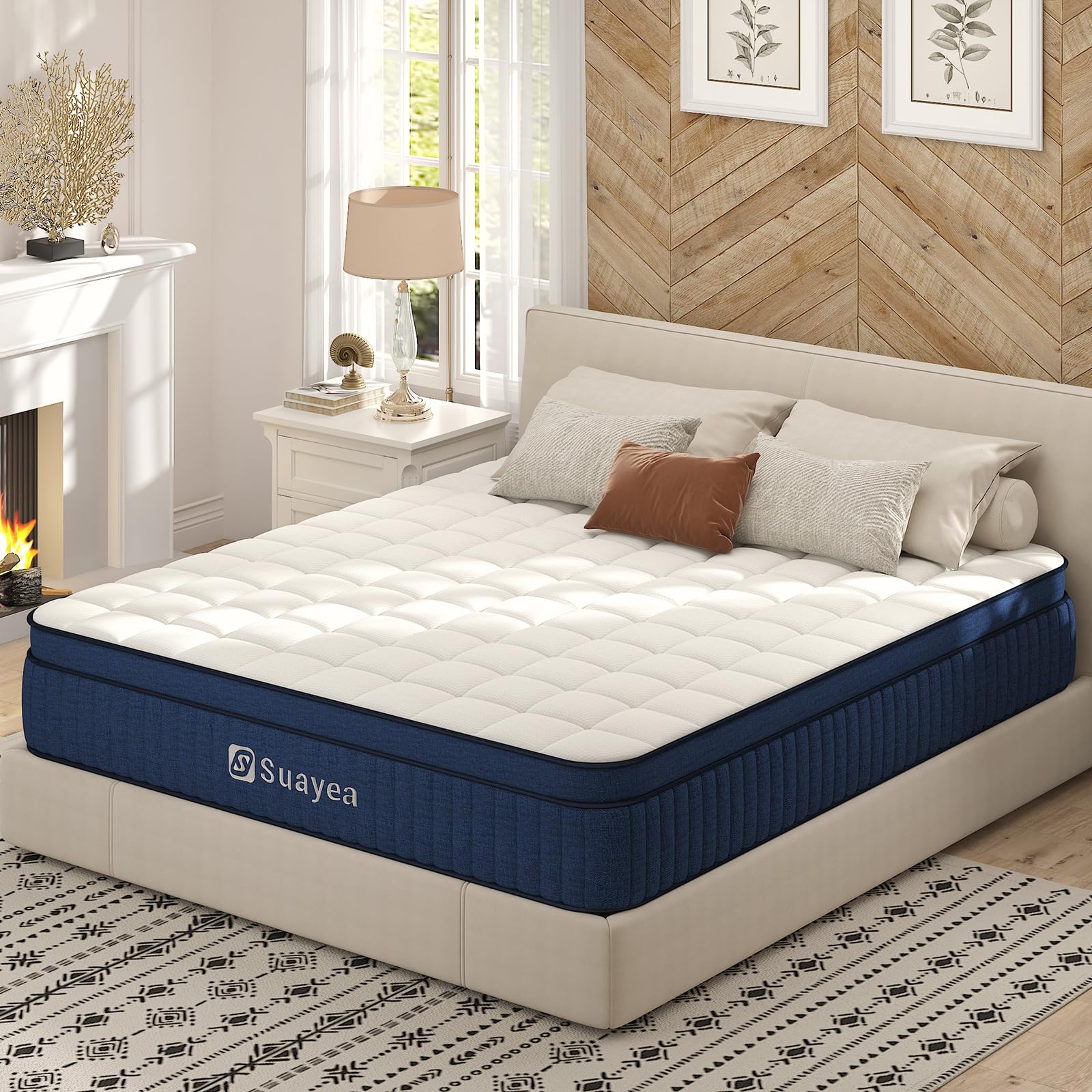 Queen Mattress, 12 Inch Queen Size Mattress in a Box, Hybrid Mattress Queen Size, Ultimate Motion Isolation with Gel Memory Foam and Pocket Spring, Medium Firm, Edge Support