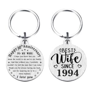 TANWIH 30th Wedding Anniversary Keychain Gifts for Wife, Best Wife Since 1994, 30 Year Anniversary Decoration for Women