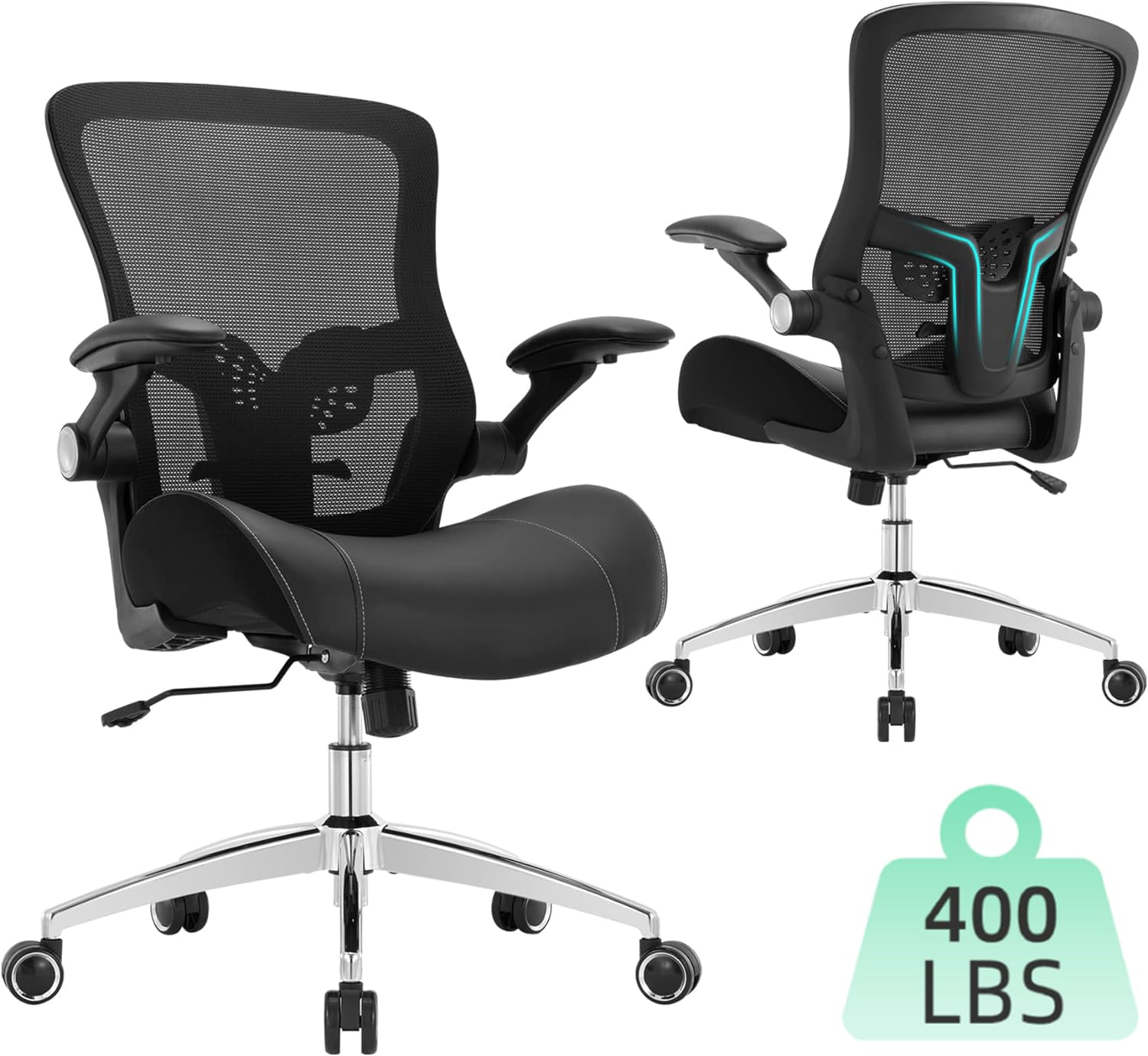 Luckyear Office Chair Ergonomic Desk Chair-400lbs Big and Tall Heavy Duty, Wide & Soft 3D Modeling Foam Cushion Home Office Desk Chair with Adjustable Seat Height, Executive Computer Task Chair