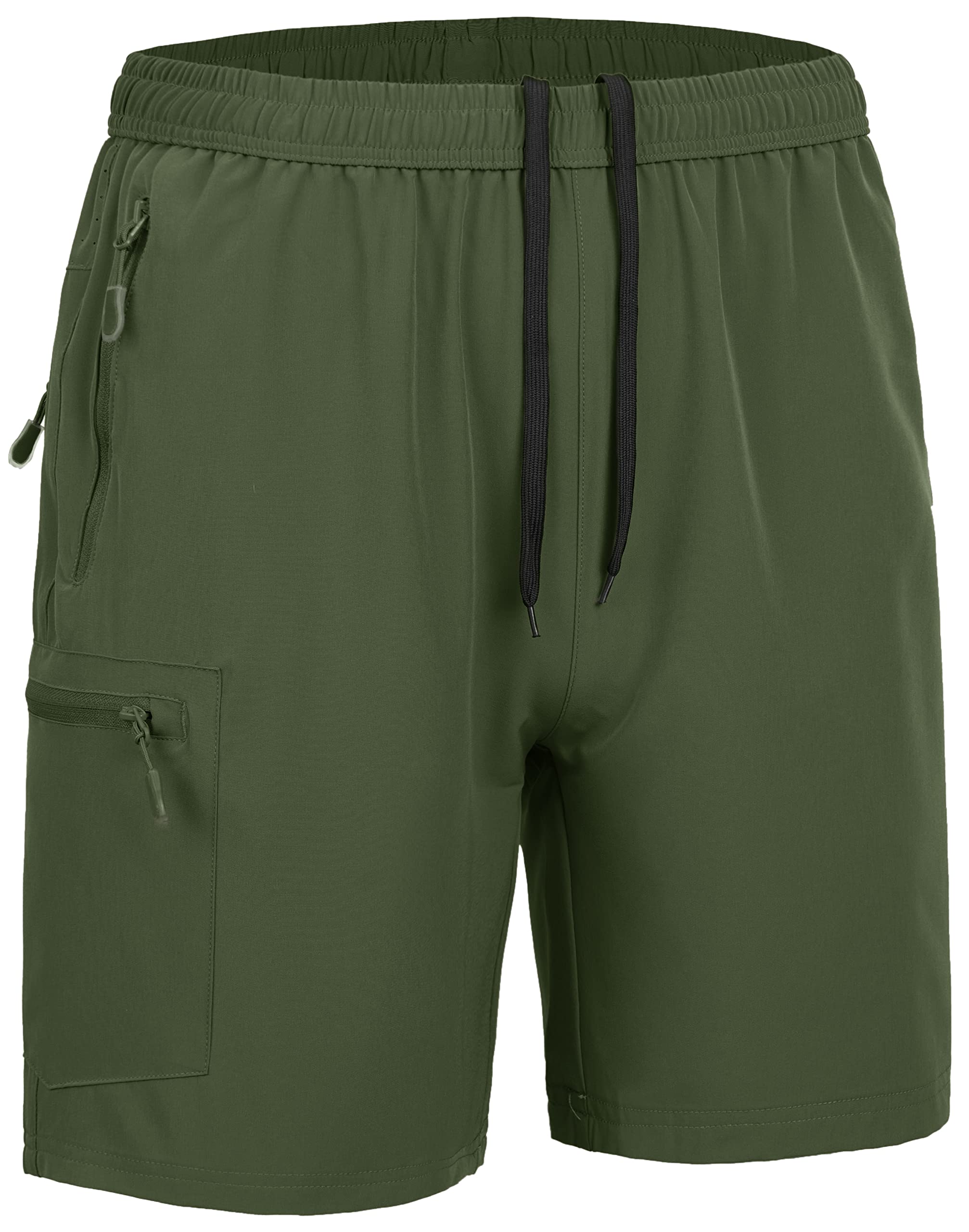 Men's Hiking Cargo Work Shorts Quick Dry Lightweight Fishing Athletic Running Workout Gym Shorts with 4 Pockets Army Green M