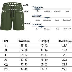 Men's Hiking Cargo Work Shorts Quick Dry Lightweight Fishing Athletic Running Workout Gym Shorts with 4 Pockets Army Green M