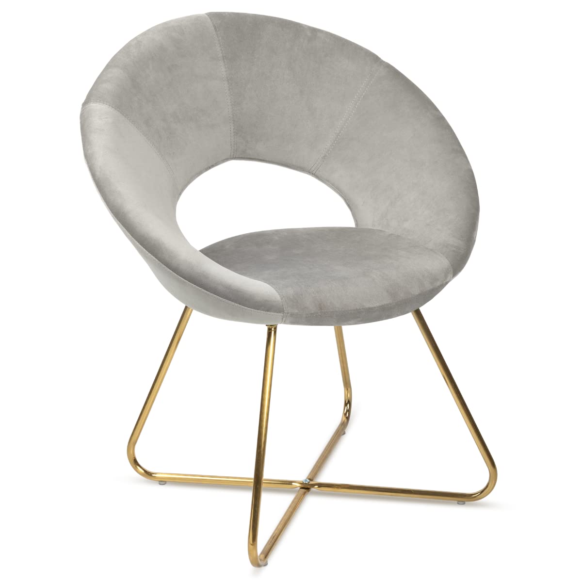 Milliard Circle Velvet Accent Chair for Living Room, Bedroom and Home Office with Gold Legs (Grey)