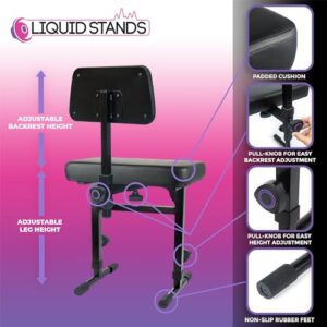 Liquid Stands Piano Bench Adjustable Stool – Music Keyboard Bench with Backrest Seat for Piano Keyboard Stand with Black Padded Cushion for Musicians Piano Stool Chair