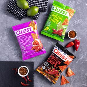 Quest Nutrition Tortilla Style Protein Chips Variety Pack, Chili Lime, Hot & Spicy, & Spicy Sweet Chili, 12 Count (3 Each Flavor)