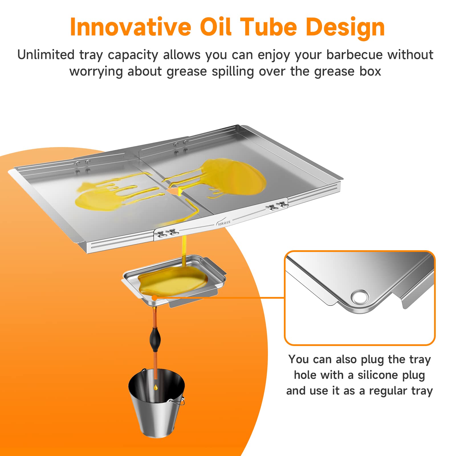 qenlicyo Grill Grease Tray Replacement Parts for Dyna Glo, Nexgrill, Expert, Kenmore, BHG and More, Unlimited Tray Capacity Universal Grill Drip Pan Replacement for Gas Grill 4/5 Burner (24"-30")