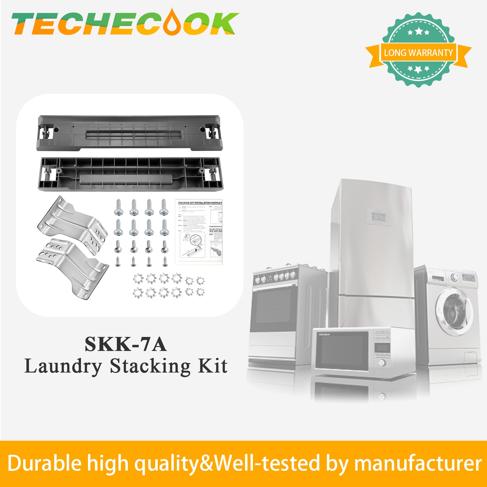 2024 UPGRADED SKK-7A SKK8K Stacking Kit Fit for Samsung Washer & Dryer 27 Inch Front Load Laundry by Techecook - Replace for SKK-7A SK-5A SK-5AXAA SKK-8K SKK8K