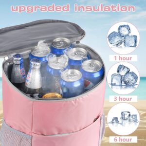 Insulated Outdoor - Leak Proof Backpack Cooler 30 Cans, Waterproof Lightweight Cooler Bag for 12h Hot/Cold Retention - Portable Soft Cooler for Travel, Camping, Beach, Lunch-Pink