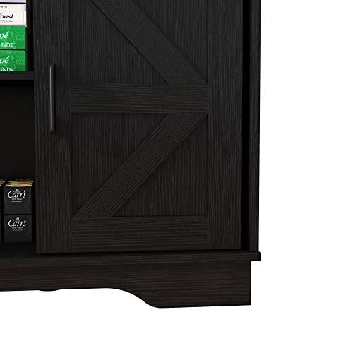 Panana Bar Cabinet with Barn 2 Sliding Doors Buffet Farmhouse Storage Cabinet TV Stand (Black)