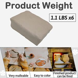 Hamiledyi 6.6LB Natural Air Dry Clay Self Hardening Pottery Clay Oven Bake Clay All Purpose Modeling Clay for Sculpting Ceramic DIY Art Class for 15+ Years Old (Light Gray)