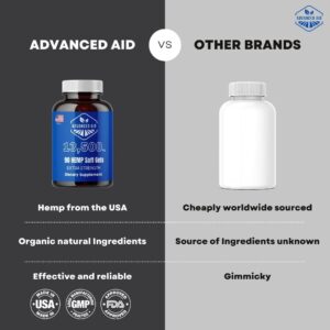 Advanced Aid Natural Premium Organic Hemp Extract 13,500mg (150mg per SoftGel) 90ct Non-GMO Ultra-Pure CO2 Extracted Made in The USA. Read Description