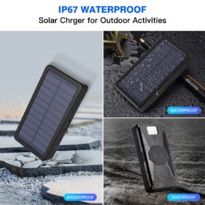 undreem 30000mah Solar Power Bank Fast Charging, 3 Outputs USB-C Solar Battery Charger with 4 Foldable Solar Panels, Wireless Solar External Battery Pack for Electronic Devices