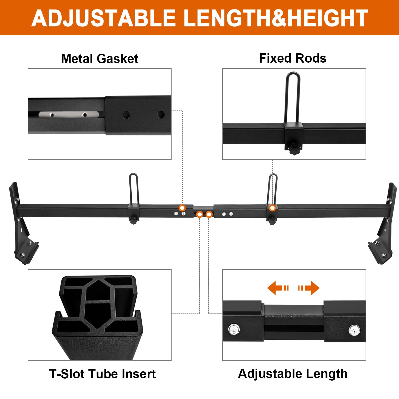 Universal Van Ladder Roof Racks, 3 Bars, Adjustable Matte Coating Van Rack with Ladder Stoppers, Fit Chevy Express Fullsize Van 1996-Up,Suitable for Vans with Rain Gutter,800LB Load-capacity