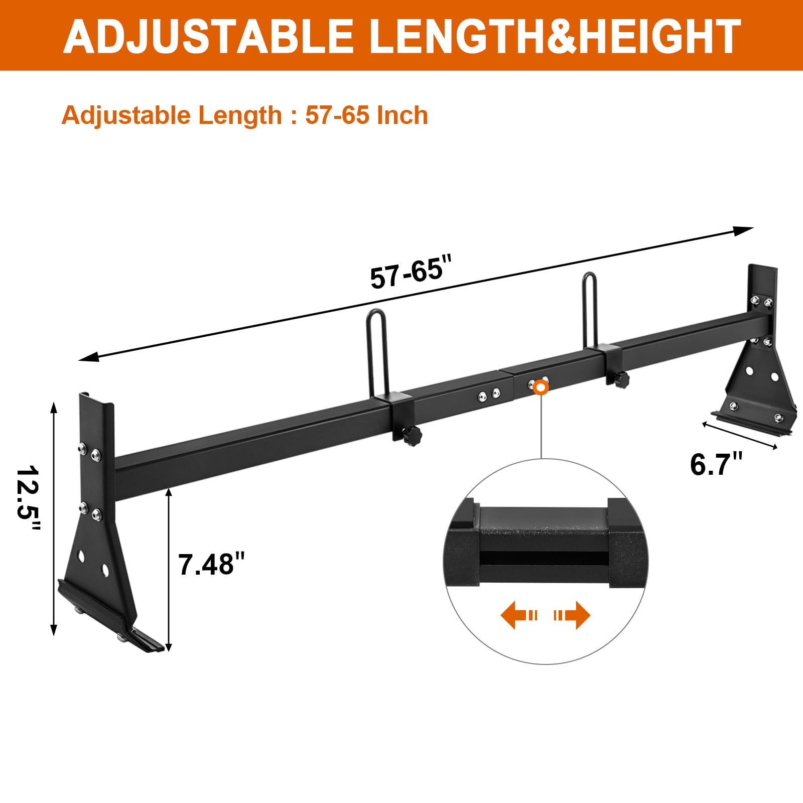 Universal Van Ladder Roof Racks, 3 Bars, Adjustable Matte Coating Van Rack with Ladder Stoppers, Fit Chevy Express Fullsize Van 1996-Up,Suitable for Vans with Rain Gutter,800LB Load-capacity