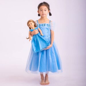 Mikyra Girls and Doll Matching Cinderella Princess-Dress - Cinderella Princess Girl Dress with Matching 18 Inch Doll Dress (Cinderella, 9-10 Years)