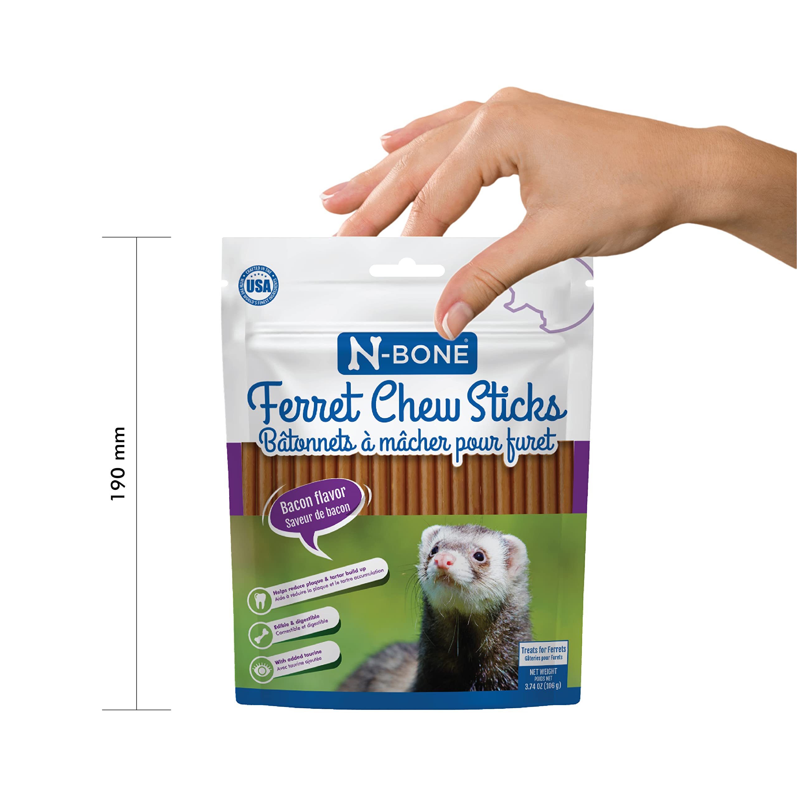 N-Bone Ferret Chew Sticks Bacon Flavor, 3.74-oz Bag