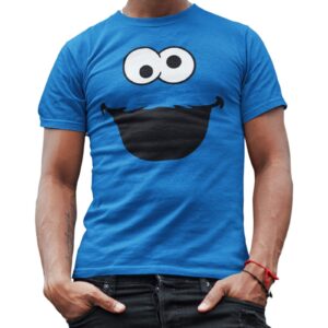 sesame street cookie monster face t-shirt for men adult merch graphic tshirt men's tee 2x 2xl xx-large (blue, xx-large)