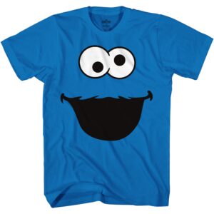 Sesame Street Cookie Monster Face T-Shirt for Men Adult Merch Graphic Tshirt Men's Tee 2X 2XL XX-Large (Blue, XX-Large)