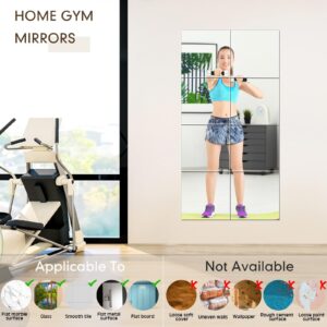 Queekay 20 Pcs Home Gym Mirrors 12'' x 12'' Mirror Tiles Self Adhesive Workout Frameless Acrylic Wall Mirror 2mm Thick Wall Mounted Mirror Sheets Mirror Trays for Wedding Table Centerpieces