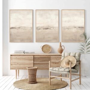 Baccone Beige Abstract Wall Art Set of 3 Neutral Canvas Wall Art Prints Boho Abstract Picture Modern Abstract Art Wall Decor Minimalist Artwork for Living Room Beroom Decor 16x24 Inch UNFRAMED