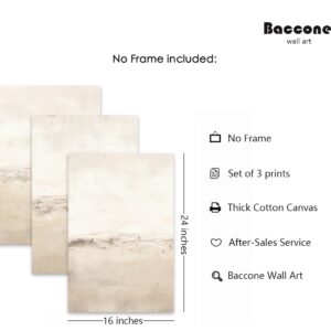 Baccone Beige Abstract Wall Art Set of 3 Neutral Canvas Wall Art Prints Boho Abstract Picture Modern Abstract Art Wall Decor Minimalist Artwork for Living Room Beroom Decor 16x24 Inch UNFRAMED