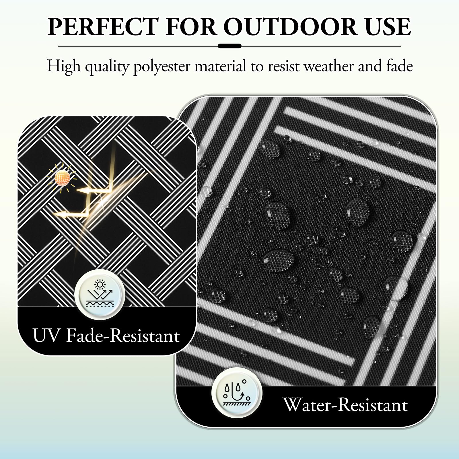 Wellsin Outdoor Chair Cushions for Patio Furniture - Patio Chair Cushions Set of 4 - Waterproof Round Corner Outdoor Seat Cushions 17"X16"X2", Black Geometry