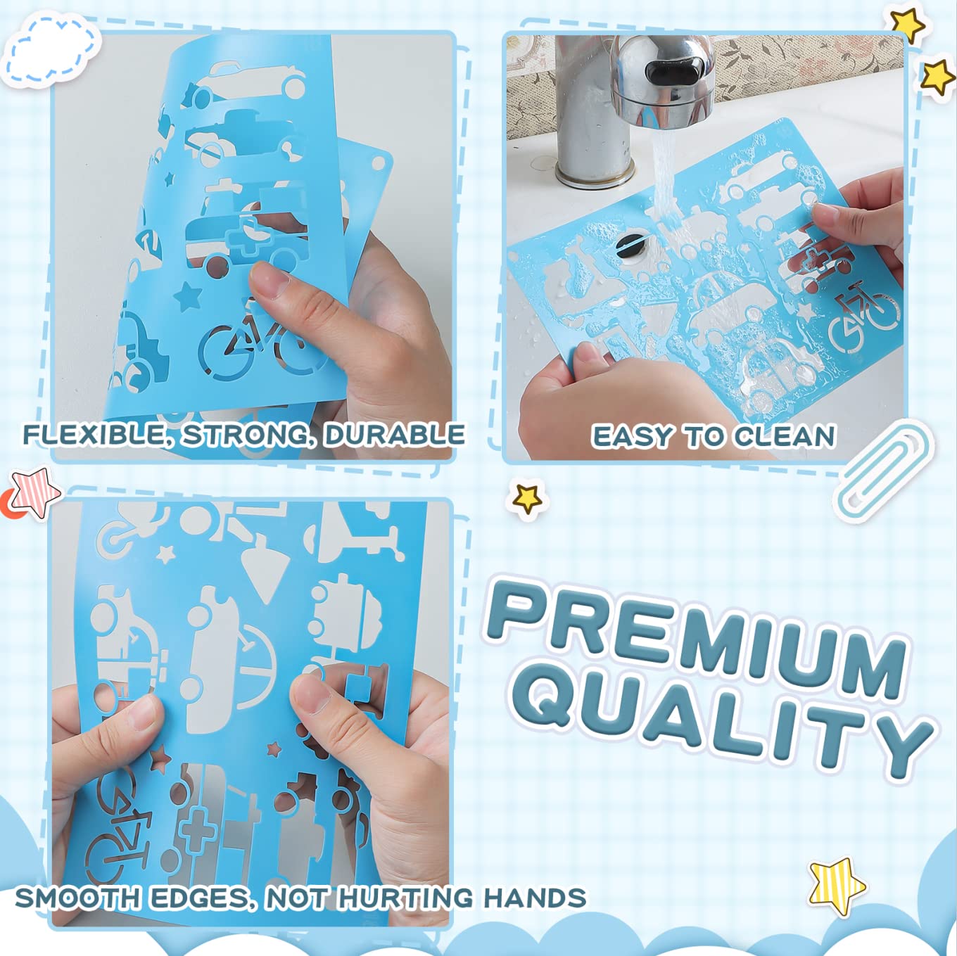 Kaemi 40pcs Plastic Drawing Stencils Set, Stencils for Kids with Over 400+ Different Patterns are The Gift for Boys and Girls