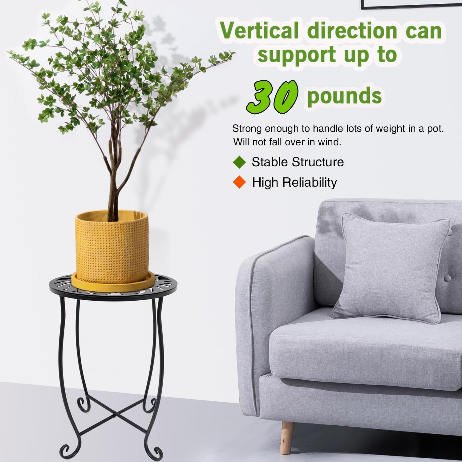 Fashion&cool Outdoor Side Tables, Weather Resistant Metal Patio Side Table, Small Round Outdoor End Table Side Table for Patio Yard Porch Balcony Garden Bedside, Plant Stand for Indoor Outdoor