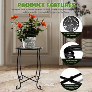 Fashion&cool Outdoor Side Tables, Weather Resistant Metal Patio Side Table, Small Round Outdoor End Table Side Table for Patio Yard Porch Balcony Garden Bedside, Plant Stand for Indoor Outdoor