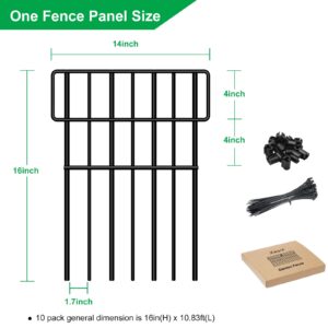 Xeeol 10 Pack Animal Barrier Fence, 10.83ft (L) x 16in (H) Decorative Garden Fencing Border for Yard, Rustproof Metal Wire No Dig Bottom Fence Panels for Dog and Rabbit, Outdoor Patio Decor