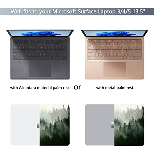 Batianda Case for 13.5" Microsoft Surface Laptop 5 4/3 with Metal Palm Rest Model 1951, Landscape Series Designed Protective Plastic Hardshell & Keyboard Cover & Screen Protector, Forest