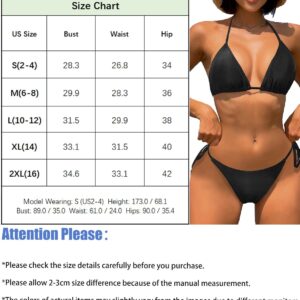 BUTYKENNI Womens Sexy Halter Bikini Swimsuits Two Piece Triangle String White Thong Bikini Top Tie Side Bathing suit