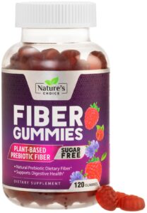 sugar free fiber gummies for adults, daily prebiotic fiber supplement & digestive health support - supports regularity & digestive health, nature's plant based, non-gmo, berry flavor - 120 gummies