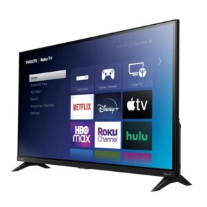 PHILIPS 32-Inch 6000 Series Class HD 720p Borderless Smart TV with Refresh Rate 60 Hz 120 Perfect Motion Rate Works with Siri or Hey Google 32PFL6452/F7 (Renewed)